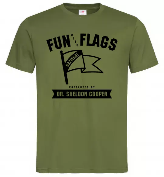 Чоловіча футболка Fun with flags Оливковий фото
