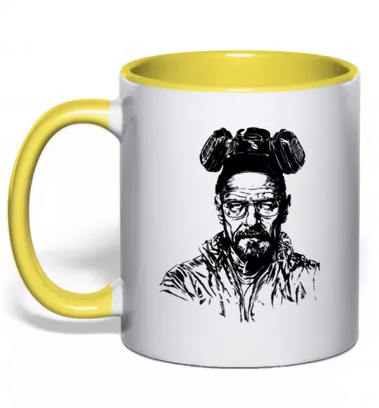 Чашка з кольоровою ручкою Волтер Вайт Сонячно жовтий фото