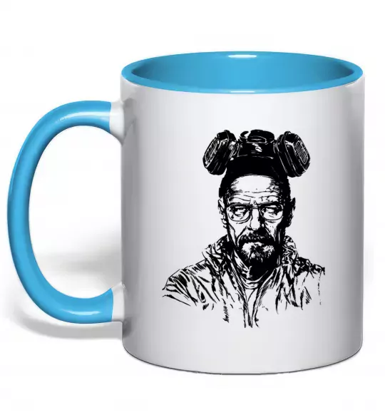 Чашка з кольоровою ручкою Волтер Вайт Блакитний фото