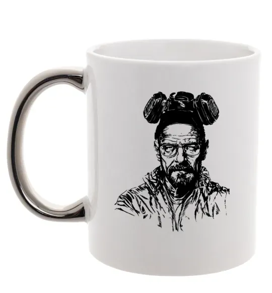 Чашка з кольоровою ручкою Волтер Вайт Срібло фото