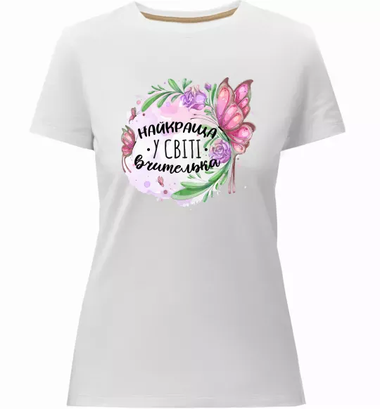 Женская премиум футболка Найкраща у світі вчителька Белый фото