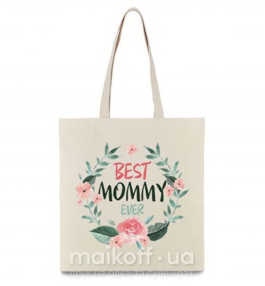 Эко-сумка Best mommy ever flowers Бежевый фото