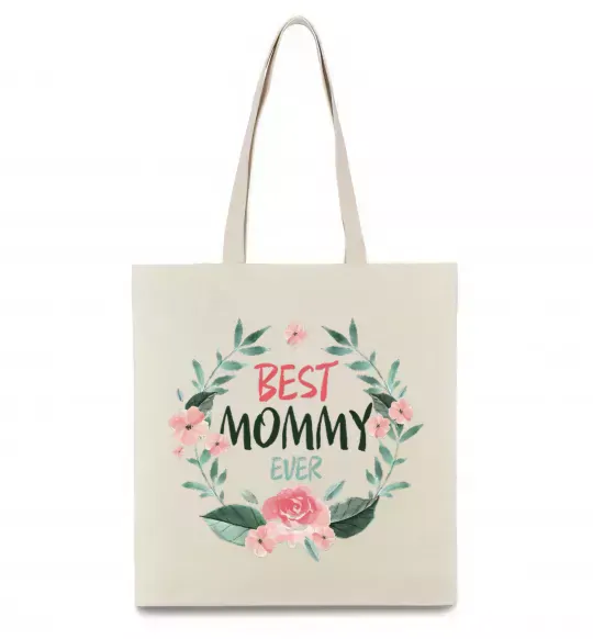 Эко-сумка Best mommy ever flowers Бежевый фото