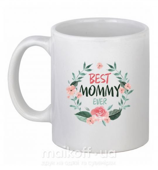 Чашка керамическая Best mommy ever flowers Белый фото