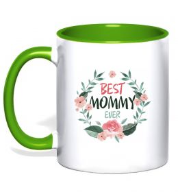 Чашка с цветной ручкой Best mommy ever flowers