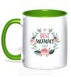Чашка з кольоровою ручкою Best mommy ever flowers Зелений фото