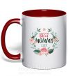 Чашка с цветной ручкой Best mommy ever flowers Красный фото