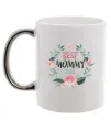 Чашка с цветной ручкой Best mommy ever flowers Серебро фото