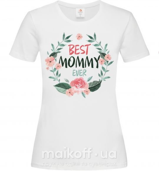 Жіноча футболка Best mommy ever flowers Білий фото