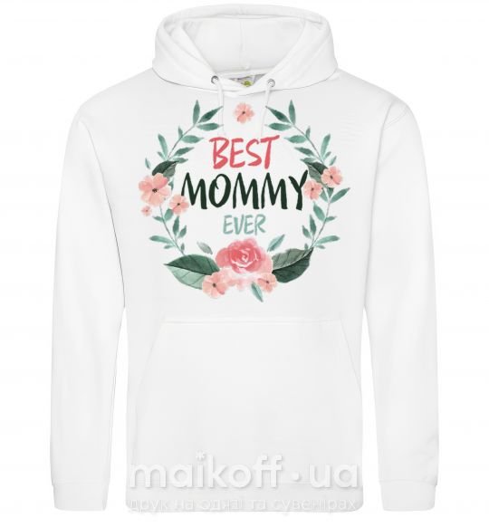 Женская толстовка (худи) Best mommy ever flowers Белый фото