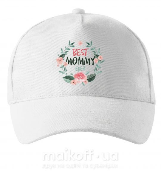 Кепка Best mommy ever flowers Белый фото