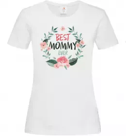Жіноча футболка Best mommy ever flowers Білий фото
