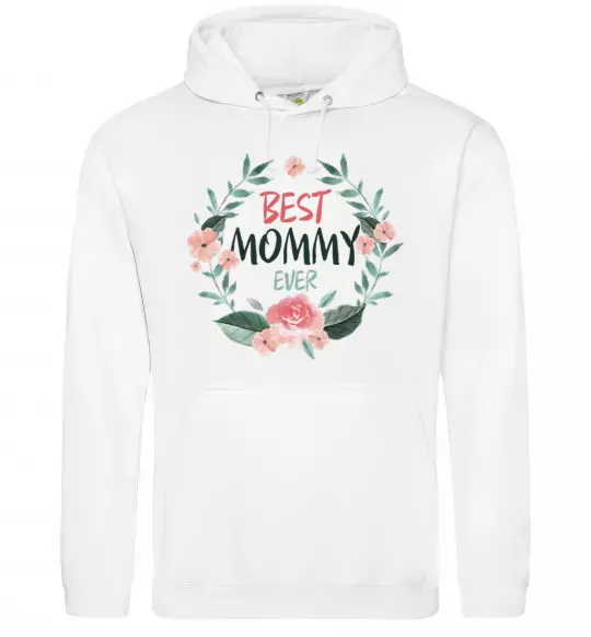 Женская толстовка (худи) Best mommy ever flowers Белый фото