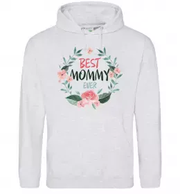 Женская толстовка (худи) Best mommy ever flowers Серый меланж фото