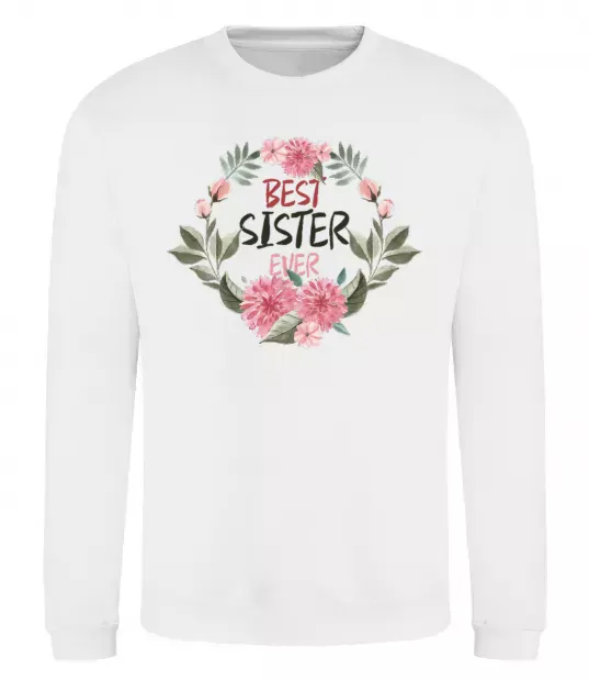 Світшот Best sister ever flowers Білий фото