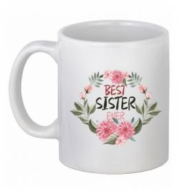 Чашка керамічна Best sister ever flowers