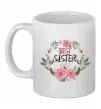 Чашка керамическая Best sister ever flowers Белый фото