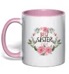 Чашка з кольоровою ручкою Best sister ever flowers Ніжно рожевий фото