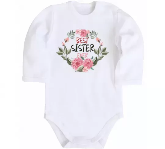 Дитячий бодік Best sister ever flowers Білий фото