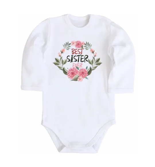 Дитячий бодік Best sister ever flowers Білий фото