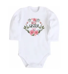 Детский боди Best sister ever flowers Белый фото