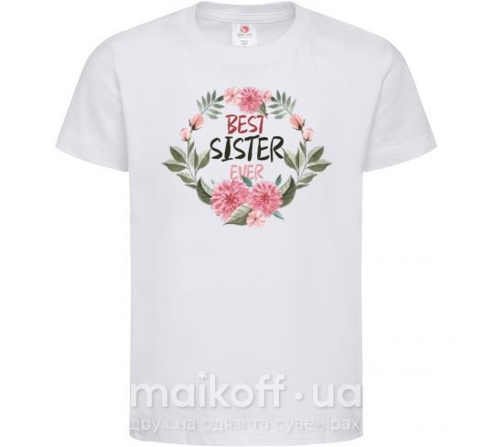 Дитяча футболка Best sister ever flowers Білий фото