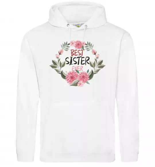 Жіноча толстовка (худі) Best sister ever flowers Білий фото