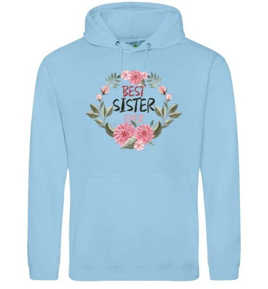 Жіноча толстовка (худі) Best sister ever flowers Блакитний фото