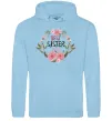 Жіноча толстовка (худі) Best sister ever flowers Блакитний фото