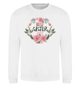 Свитшот Best sister ever flowers Белый фото