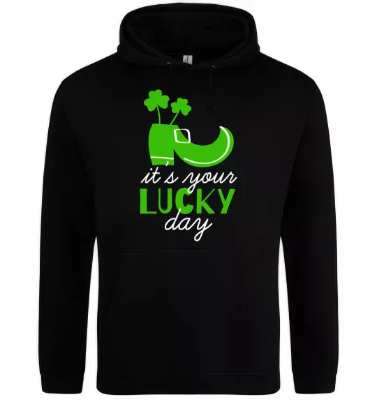 Мужская толстовка (худи) It's your lucky day Черный фото