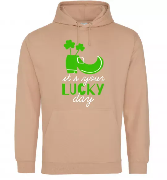 Мужская толстовка (худи) It's your lucky day Песочный фото