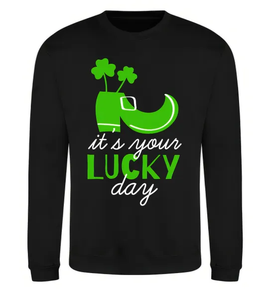 Світшот It's your lucky day Чорний фото