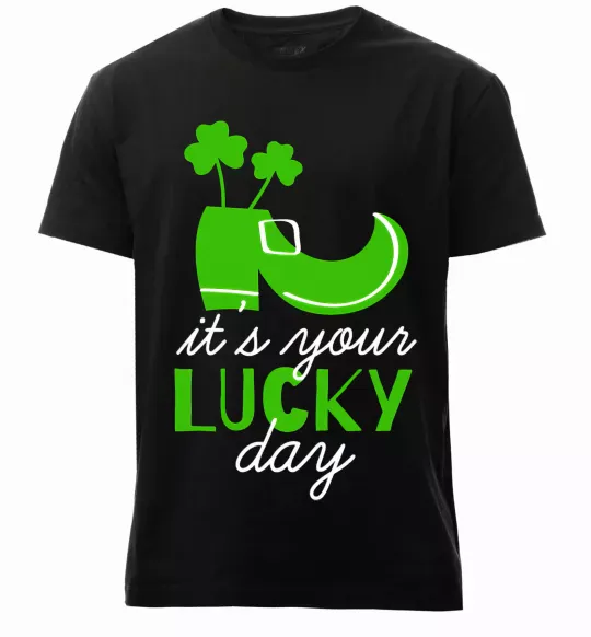 Чоловіча преміум футболка It's your lucky day Чорний фото