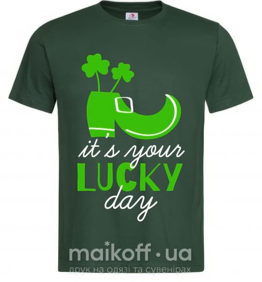 Мужская футболка It's your lucky day Темно-зеленый фото