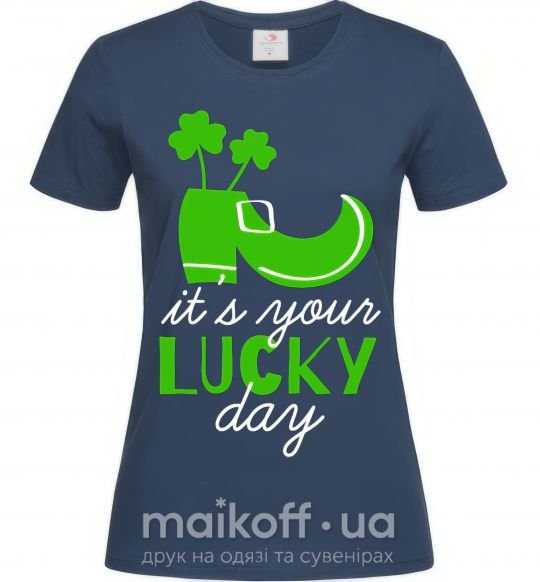 Жіноча футболка It's your lucky day Темно-синій фото