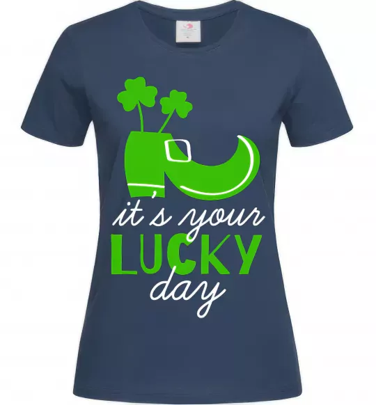 Жіноча футболка It's your lucky day Темно-синій фото