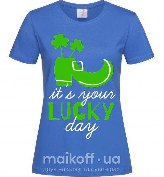 Женская футболка It's your lucky day Ярко-синий фото