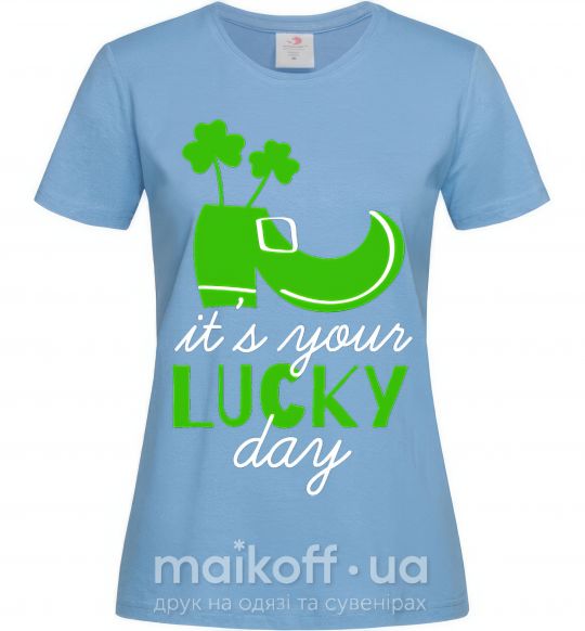 Жіноча футболка It's your lucky day Блакитний фото