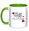 Чашка с цветной ручкой All you need is love hearts and arrows Зеленый фото