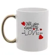Чашка з кольоровою ручкою All you need is love hearts and arrows Золото фото