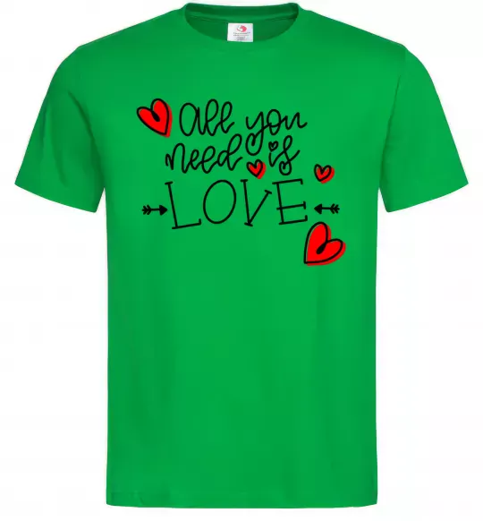 Чоловіча футболка All you need is love hearts and arrows Зелений фото