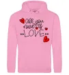 Чоловіча толстовка (худі) All you need is love hearts and arrows Рожевий фото