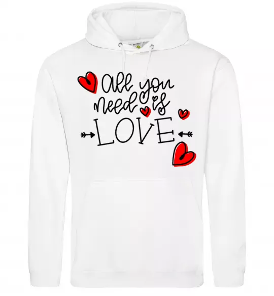 Жіноча толстовка (худі) All you need is love hearts and arrows Білий фото