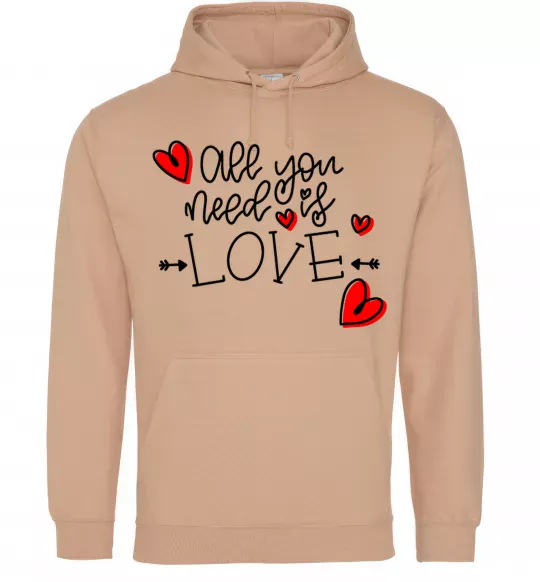Жіноча толстовка (худі) All you need is love hearts and arrows Пісочний фото