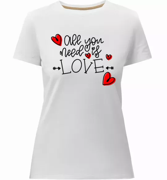 Женская премиум футболка All you need is love hearts and arrows Белый фото