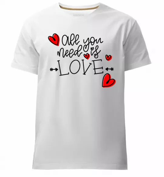 Мужская премиум футболка All you need is love hearts and arrows Белый фото