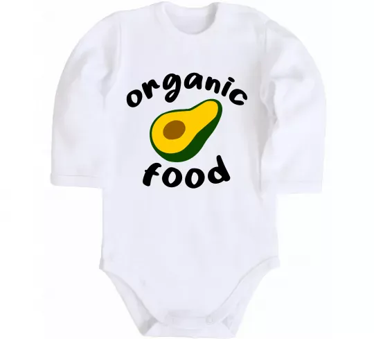 Детский боди Organic food avocado Белый фото