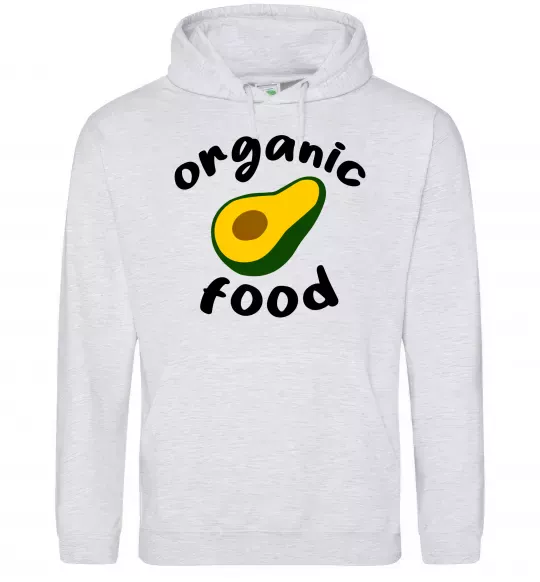 Женская толстовка (худи) Organic food avocado Серый меланж фото