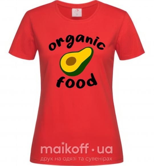 Женская футболка Organic food avocado Красный фото